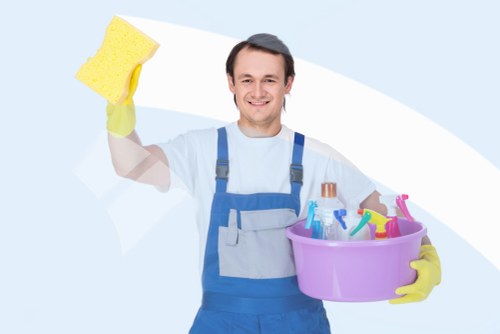 Commercial cleaning team preparing an office space in Islington